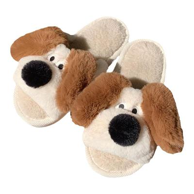 细细条可爱立体小狗一字毛毛拖鞋