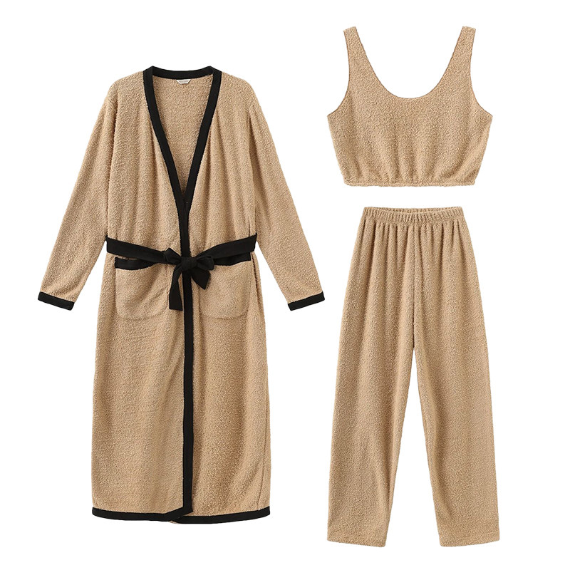 女加绒系带睡衣家居服秋冬季