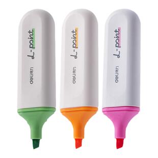 得力荧光笔粗划重点标记笔学生手账小报记号笔彩色办公荧光笔大容量多色初中高颜值记重点笔加粗黄色标记笔