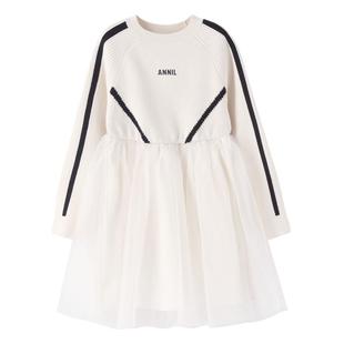 【商场同款】安奈儿童装女童长袖毛衣连衣裙冬纱裙AG333669