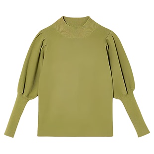 时尚气质堆堆高领薄款毛衣女春秋冬长袖泡泡灯笼袖内搭针织衫打底