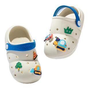 婧麒儿童洞洞鞋宝宝拖鞋夏季女男童包头凉拖婴幼儿室内户外防滑鞋