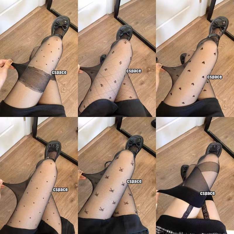 丝袜女薄款防勾丝性感印花长筒波点黑丝jk光腿神器春秋穿搭连裤袜