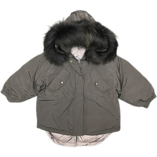 反季儿童宝宝羽绒服男童女童白鸭绒洋气冬季加厚童装大毛领派克服