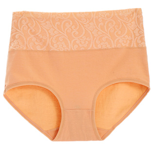 4条装中老年妈妈内裤女高腰纯棉收腹胖mm大码内裤蕾丝边三角裤