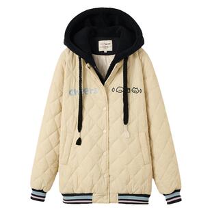 初中学生棉衣外套少女短款加厚休闲冬装棉袄新款高中生假两件棉服