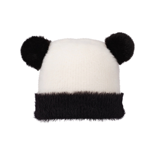 阿吉豆AJIDOU熊猫抱抱系列可爱萌趣女款毛线帽动物帽子秋冬保暖