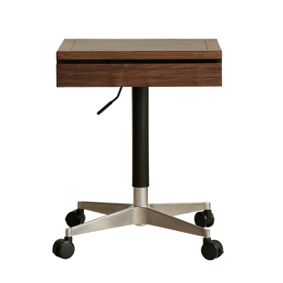 黑胡桃木可移动边几带轮可升降乌金石小边几床头柜沙发侧边柜整装