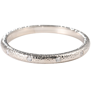 古法锤纹手镯纯足金18K黄金铂金天然钻石实心小众轻奢男女手饰