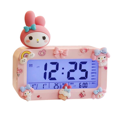 三丽鸥美乐蒂2025新款智能电子闹钟桌面可爱女孩静音时钟库洛米