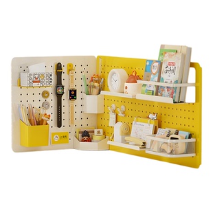 桌面洞洞板置物架书桌上拐角工位转角收纳免打孔金属立式书架磁吸