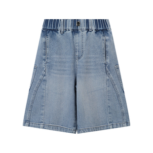 布丁哈鲁童装夏装女童潮酷五分裤2026夏季新款儿童工装牛仔短裤