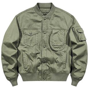 VIP复古水洗纯棉飞行夹克男士春秋宽松工装外套多口袋潮流棒球服