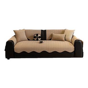 中古风沙发垫四季通用直排皮沙发防滑坐垫雪尼尔沙发盖布轻奢高级