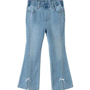 巴拉巴拉儿童牛仔裤女童开叉喇叭裤春季长裤时髦百搭甜美蝴蝶结