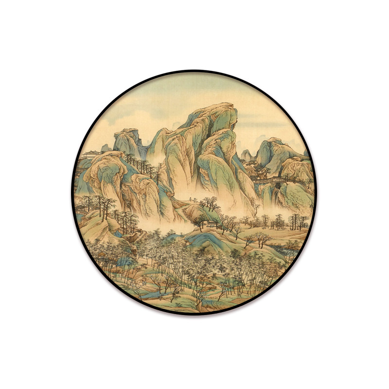 宋代美学玄关餐厅山水圆形装饰画