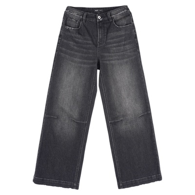 A21女装宽松中腰阔腿牛仔长裤