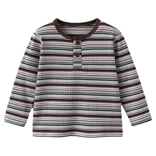 babylove宝宝内衣套装秋季莫代尔棉长袖T恤家居服休闲条纹两件套