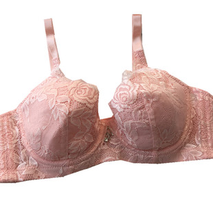 夏季超薄文胸聚拢性感蕾丝轻薄款V型A/B杯文胸内衣三排扣胸罩大红