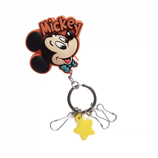 现货日本迪士尼草莓熊米奇三眼仔卡通可爱钥匙扣挂件硅胶可夹包包