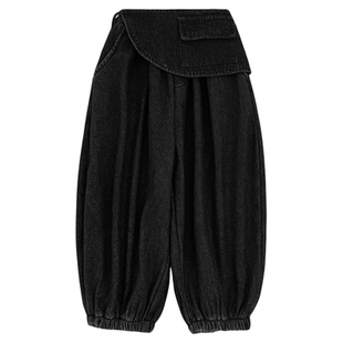 幼悠男童加绒加厚牛仔裤冬季耐磨耐造不易褪色时髦百搭宽松灯笼裤