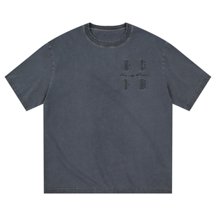 MEDM25SS基础四字logo水洗短袖T恤男女同款潮牌美式复古休闲体恤