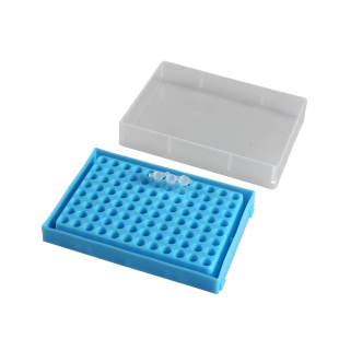 荣码塑料0.2ml96孔离心管盒 EP管盒冰盒八连管盒收纳盒 多色可选 可携带PCR管盒 携带盒