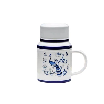 景德镇正宗青花陶瓷带盖马克杯家用办公杯喝水杯泡茶壶茶杯大容量