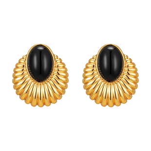 999纯银黑色玛瑙耳钉女新款独特绝美轻奢高级感耳环秋冬中古耳饰