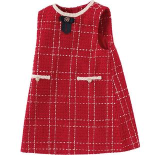 巴拉巴拉童装女童连衣裙儿童背心裙2025春秋装新款红色红色拜年服