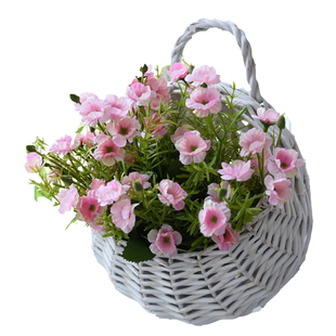 田园柳编壁挂花篮墙面装饰仿真花套装 吊篮编织篮创意藤编悬挂盆