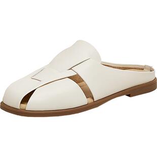 百思图2025夏季新款简约时尚通勤穆勒拖平跟圆头女拖鞋USI02BH5