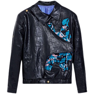 M0321原创秋冬男女黑色皮衣 立领皮夹克大衣复古设计师小众小心机