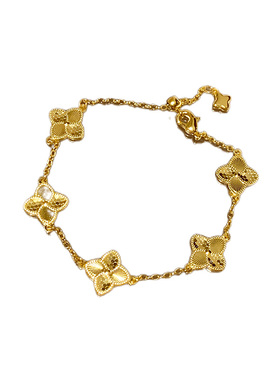 金色碎冰冰幸运草手链女时尚贵气