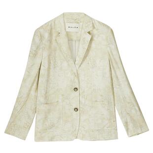 植物系/MSLAN26早春复古印花休闲亚麻西装外套女MGAW230