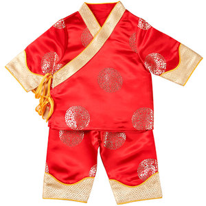 男女一周岁生日百天红色拜年服
