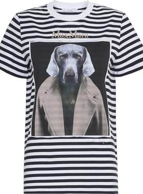 MaxMara 2026早秋新品女装经典魏玛猎犬棉质条纹T恤1946106106&