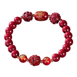 五台山朱砂手串十二生肖转运珠紫金砂三合六合本命佛护身符手链