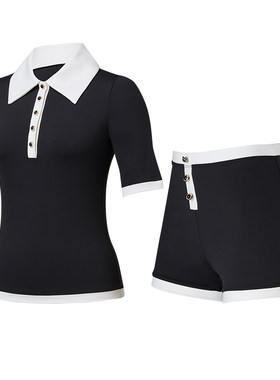 运动网球服套装女士透气舒适高腰健身短裤夏季跑步训练POLO衫上衣