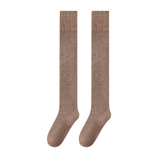 拉绒过膝袜子女冬季加绒加厚堆堆袜长筒袜配靴子保暖过膝盖大腿袜