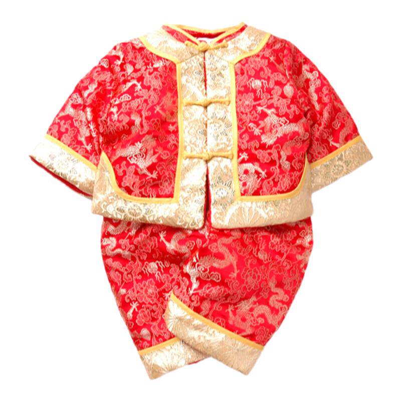 中国风儿童生日新年宝宝唐装套装男童中式婴儿拜年服周岁冬季汉服