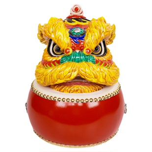 【本尼家】大号-国潮醒狮摆件舞狮头非遗手工陶瓷开业大吉礼物
