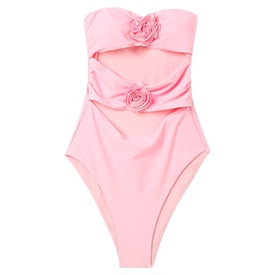 【徐如蓝同款】Limone白色连体泳衣海边度假风绝美泡温泉抹胸泳装