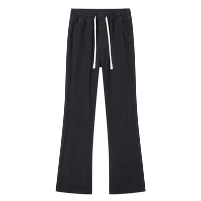 【显瘦保暖】高街微喇黑色牛仔裤