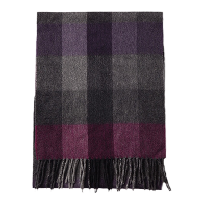 圣雪绒秋冬新款100%紫灰流苏围巾