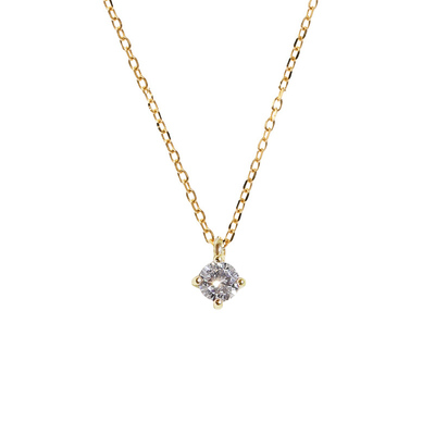 18k金迷你单颗吊坠钻石项链新品