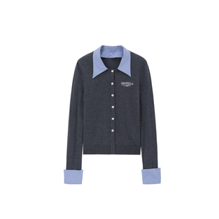 【刘些宁同款】REVAN芮范条纹假两件针织开衫RL32801017