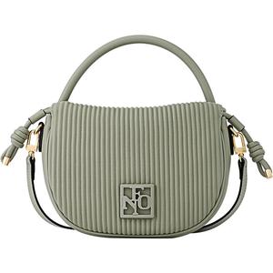 Fion/菲安妮褶皱真皮马鞍包真皮斜挎包包女手提包