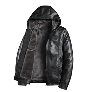 稻草人真皮皮衣男士海宁头层绵羊皮外套加绒加厚可拆卸帽子皮夹克