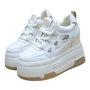 隐形14公分白色厚底松糕鞋女增高10-12cm小个子百搭时尚ins休闲鞋